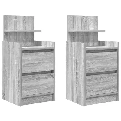vidaXL Nočne omarice z 2 predaloma 2 kosa siva sonoma 38x34x80 cm
