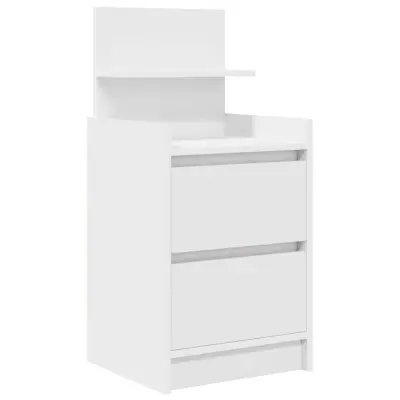 vidaXL Nočna omarica z 2 predaloma bela 38x34x80 cm