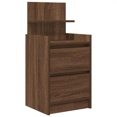 vidaXL Nočna omarica z 2 predaloma rjavi hrast 38x34x80 cm