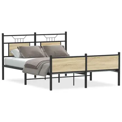 vidaXL Posteljni okvir brez vzmetnice hrast 150x200 cm inženirski les