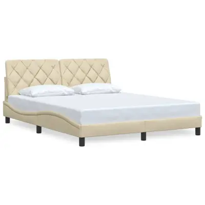 vidaXL Posteljni okvir brez vzmetnice krem 160x200 cm blago