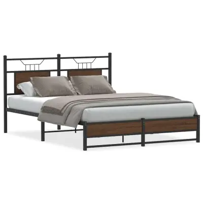 vidaXL Posteljni okvir brez vzmetnice hrast 140x190 cm inženirski les