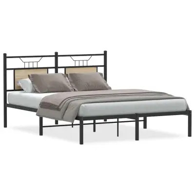 vidaXL Kovinski posteljni okvir brez vzmetnice sonoma hrast 183x213 cm