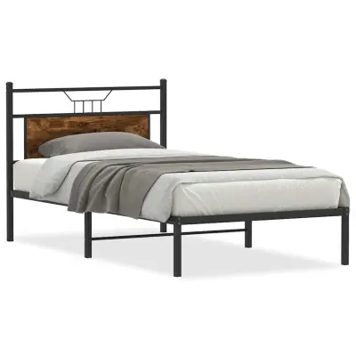 vidaXL Posteljni okvir brez vzmetnice dimljen hrast 107x203cm inž. les