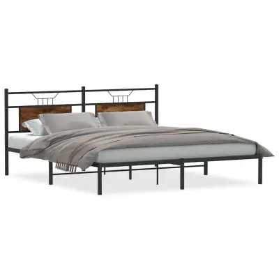 vidaXL Posteljni okvir brez vzmetnice hrast 183x203 cm inženirski les
