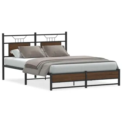 vidaXL Posteljni okvir brez vzmetnice rjavi hrast 150x200 cm inž. les