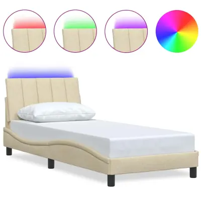 vidaXL posteljni okvir brez vzmetnice Cream 80x200cm tkanina