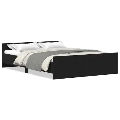 vidaXL Posteljni okvir brez vzmetnice črni hrast 120x190 cm inž. les