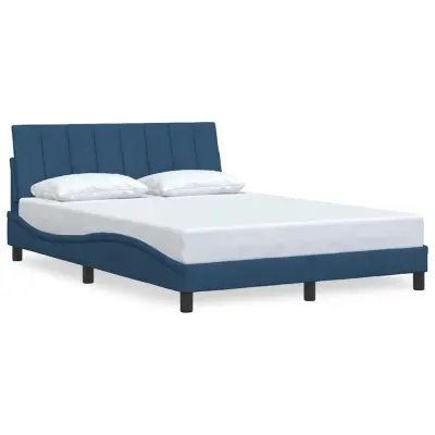 vidaXL Posteljni okvir brez vzmetnice modra 120x200 cm tkanina