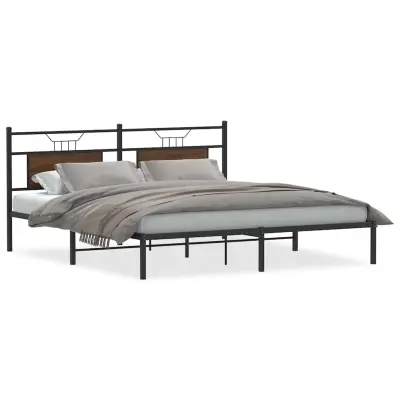 vidaXL Posteljni okvir brez vzmetnice rjavi hrast 183x213 cm inž. les