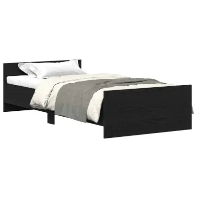vidaXL posteljni okvir brez vzmetnice črni hrast 75x190 cm