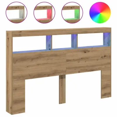 vidaXL Omarica za vzglavje postelje LED artisian hrast 160x17x102 cm