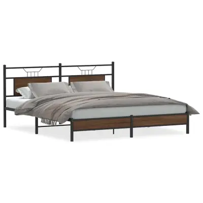 vidaXL Posteljni okvir brez vzmetnice rjavi hrast 183x203 cm inž. les