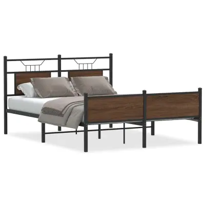 vidaXL Posteljni okvir brez vzmetnice hrast 140x200 cm inženirski les