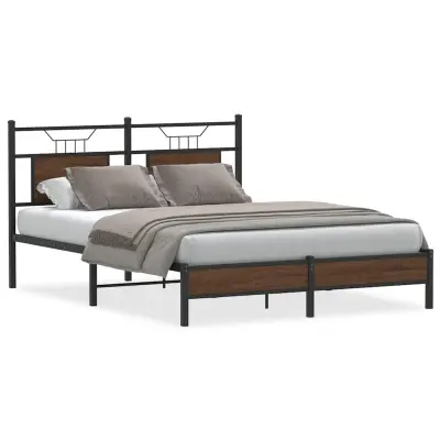 vidaXL Posteljni okvir brez vzmetnice rjavi hrast 150x200 cm inž. les