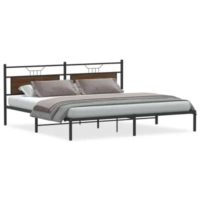 vidaXL Posteljni okvir brez vzmetnice rjavi hrast 193x203 cm inž. les