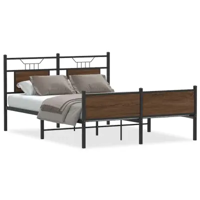 vidaXL Posteljni okvir brez vzmetnice rjavi hrast 150x200 cm inž. les