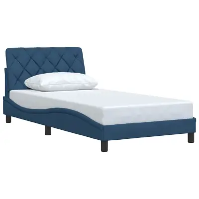 vidaXL posteljni okvir brez vzmetnice Modra 100x200 cm Tkanina
