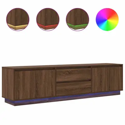 vidaXL TV omarica z LED lučkami rjavi hrast 193,5x41x50 cm