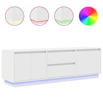 vidaXL TV omarica z LED lučmi bela 160,5x41x50 cm