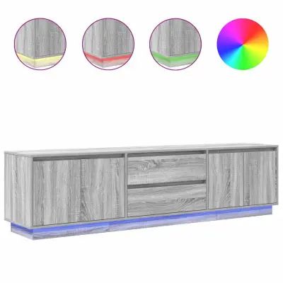 vidaXL TV omarica z LED lučkami siva sonoma 193,5x41x50 cm