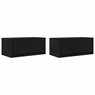 vidaXL TV omarica 2 kosa črna hrast 60x31x25,5 cm inženirski les