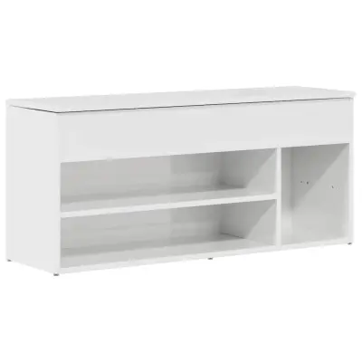 vidaXL Lavica za čevlje visokega sijaja bela 102x30,5x45 cm