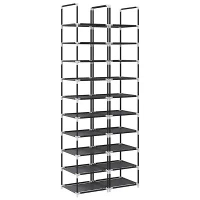 vidaXL Stojala za čevlje 2 kosa 10-stopenjska črna 33x33x174 cm