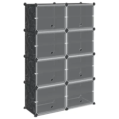vidaXL Organizator za shranjevanje kock z 8 kockami in vrati Black PP