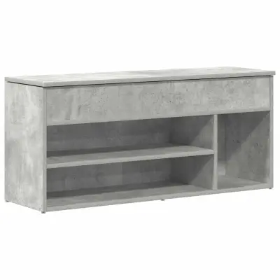 vidaXL Lavica za čevlje Betonsko siva 102x30,5x45 cm Inženirski les