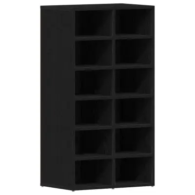 vidaXL Stojalo za čevlje črni hrast 54x34x100,5 cm inženirski les