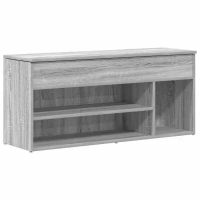 vidaXL Lavica za čevlje Siva Sonoma 102x30,5x45 cm Inženirski les