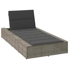 vidaXL Ležalnik s plavajočo blazino Grey poli ratan