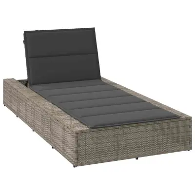 vidaXL Ležalnik s plavajočo blazino Grey poli ratan