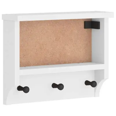vidaXL Stenski obešalnik za plašče "SANDNES" bela 45x12x35 cm les bor