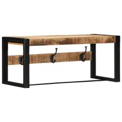 vidaXL Plaščni obešalnik 80x35x35 cm Masivni neobdelan les Mango