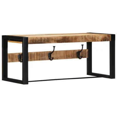 vidaXL Plaščni obešalnik 80x35x35 cm Masivni neobdelan les Mango