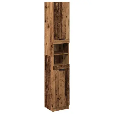 vidaXL Kopalniška omarica Old Wood 32x34x188,5 cm Inženirski les