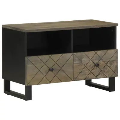 vidaXL TV omarica črna 70x33x46 cm trden mangov les