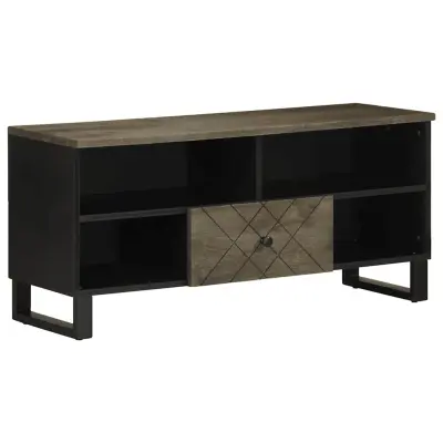 vidaXL TV omarica črna 100x33x46 cm trden mangov les