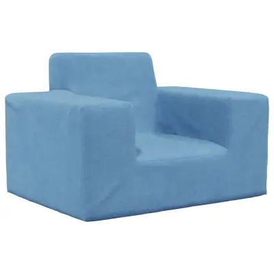 vidaXL Otroški kavč moder mehak pliš