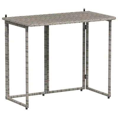 vidaXL Zložljiva vrtna miza Grey 90x51x75 cm Poly Rattan