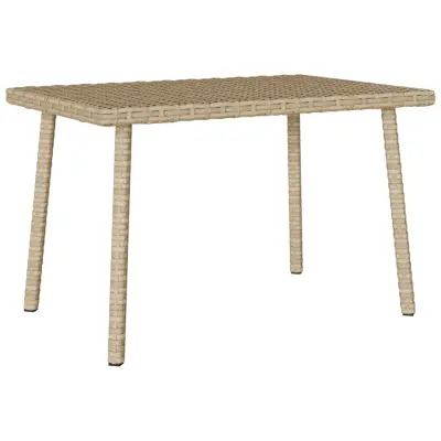 vidaXL Vrtna kavna miza pravokotna bež 60x40x37 cm poli ratan