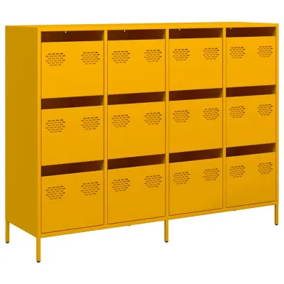 vidaXL Komoda gorčično rumena 135x39x103,5 cm hladno valjano jeklo