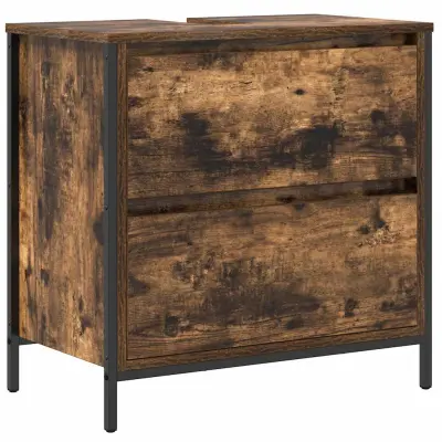 vidaXL Kopalniška omarica s predali dimljeni hrast 60x34,5x60 cm
