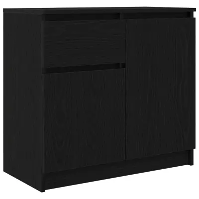 vidaXL Komoda s predalom črna hrast 71x35x65 cm inženirski les