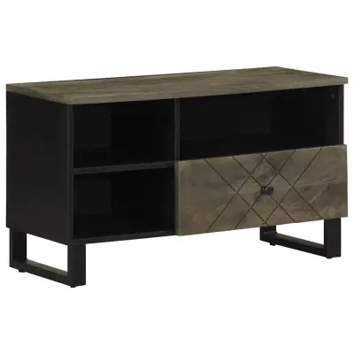 vidaXL TV omarica črna 80x33x46 cm trden mangov les