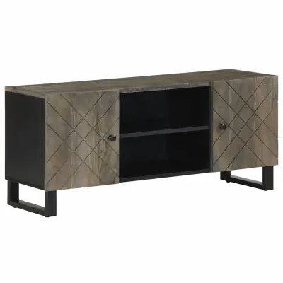 vidaXL TV omarica črna 105x33x46 cm trden mangov les