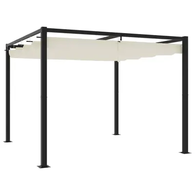 vidaXL Vrtni gazebo z zložljivo streho Cream 3x3 m Steel