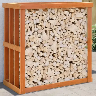 The Living Store Zunanje držalo za polena voščeno rjavo 109x52x106 cm borovina - Zunanje Držalo Za Drva